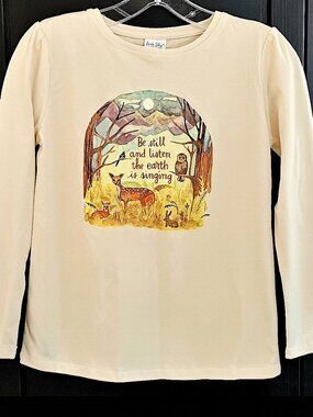 EUC Little Skye Nature-Inspired Top with Woodland Animals Unisex Kids Size 5